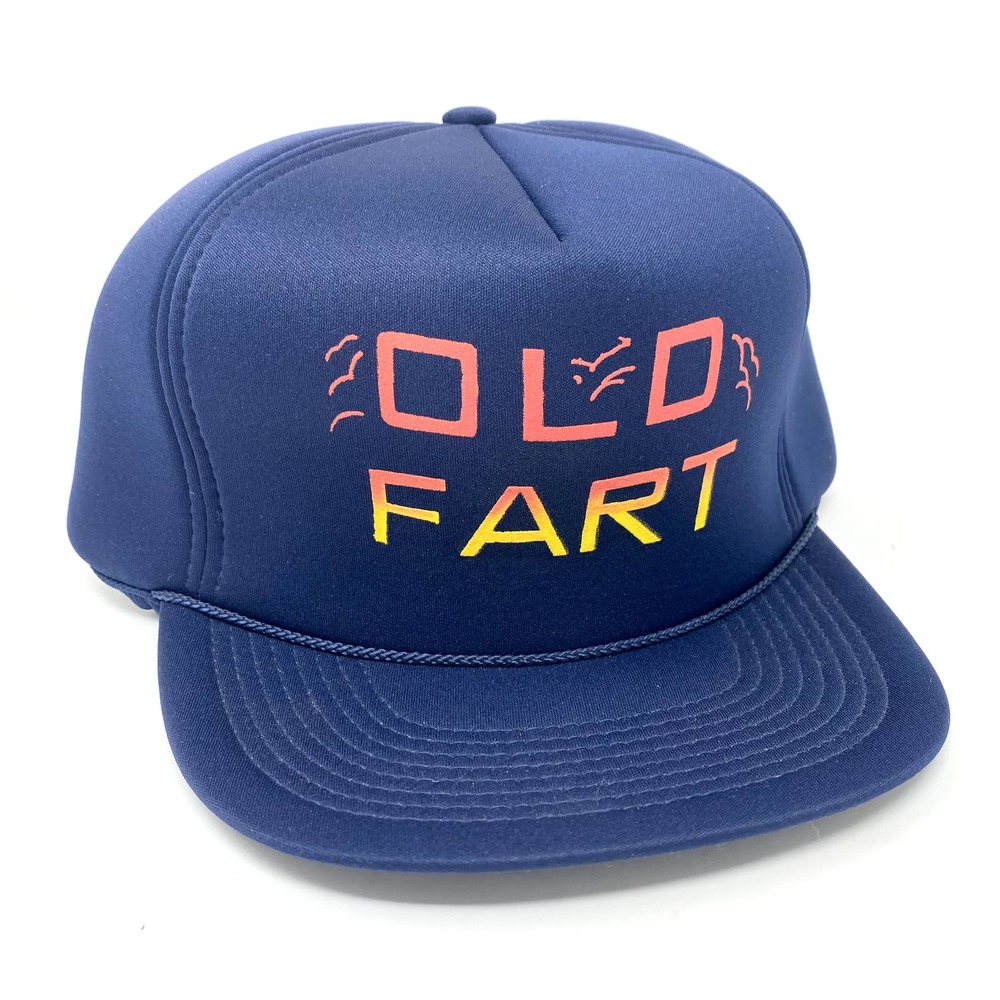 Vintage Old Fart Navy Snapback Trucker Hat EUC